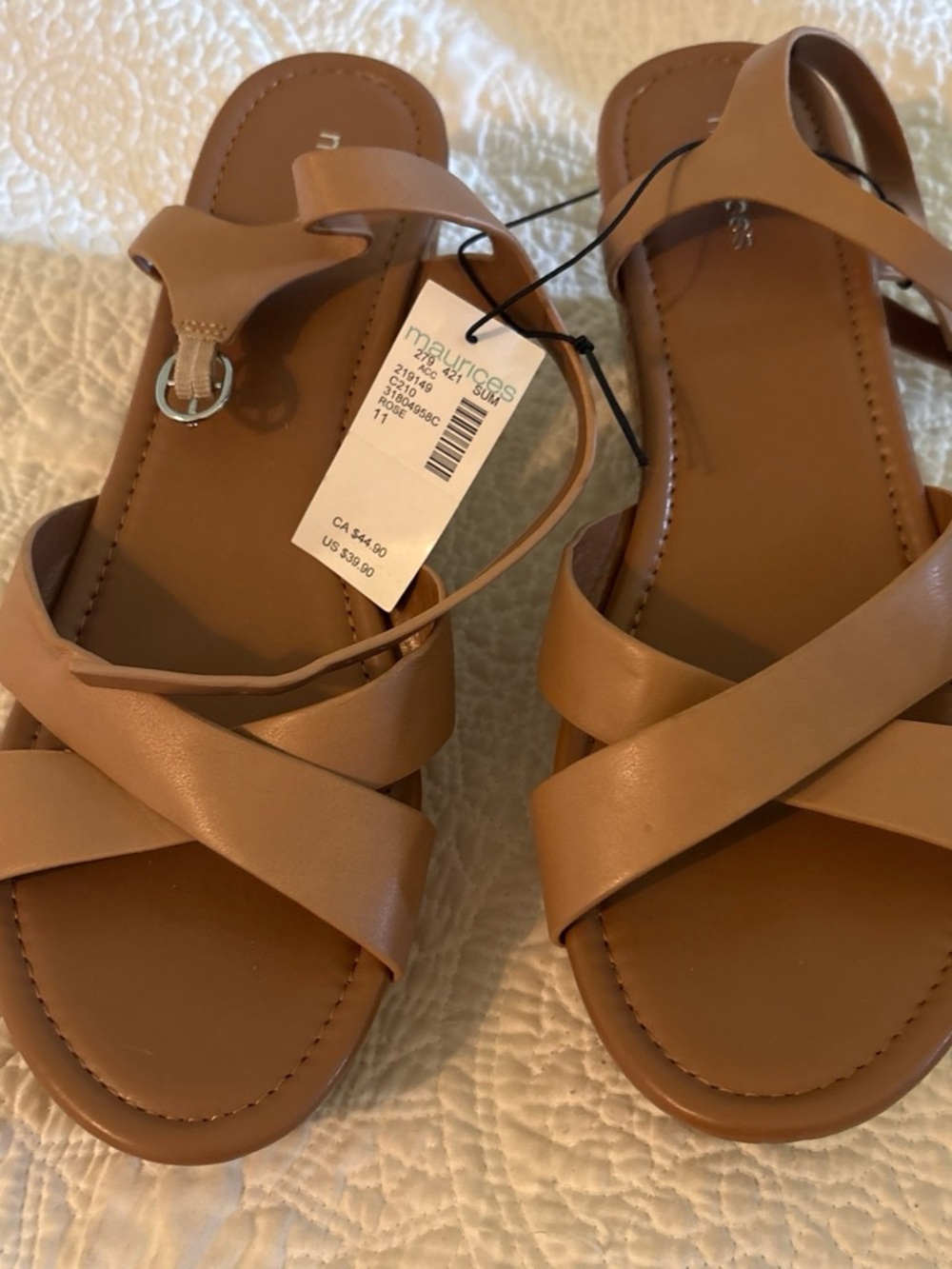 Maurices Tan Crossover Strap Women’s Sandals